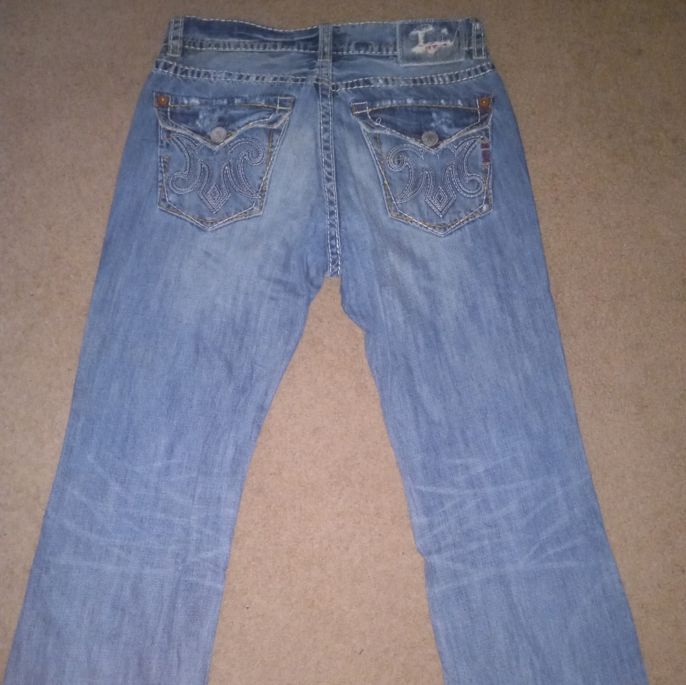 Mek denim distressed jeans 36×34 faded blue